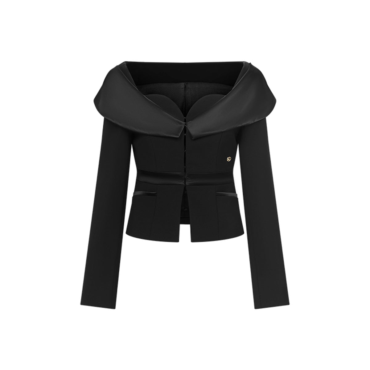 Sheer Luck Vivi Classic Square Neck Blazer Black