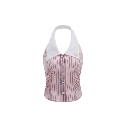 Via Pitti Color Blocked Striped Vest Pink