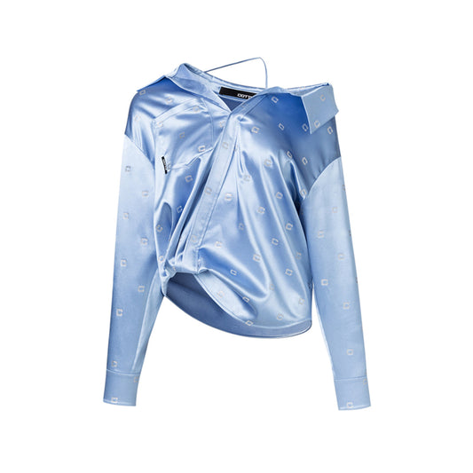 Cottia Asymmetric Full C-Logo Long-Sleeved Shirt Top