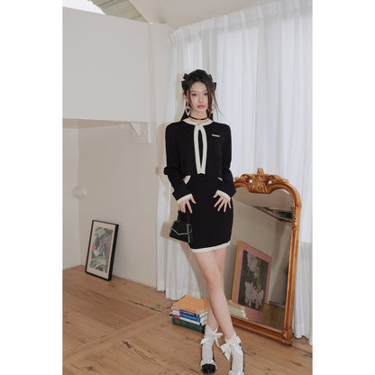 Diana Vevina Colour Block Knit Jacket Black