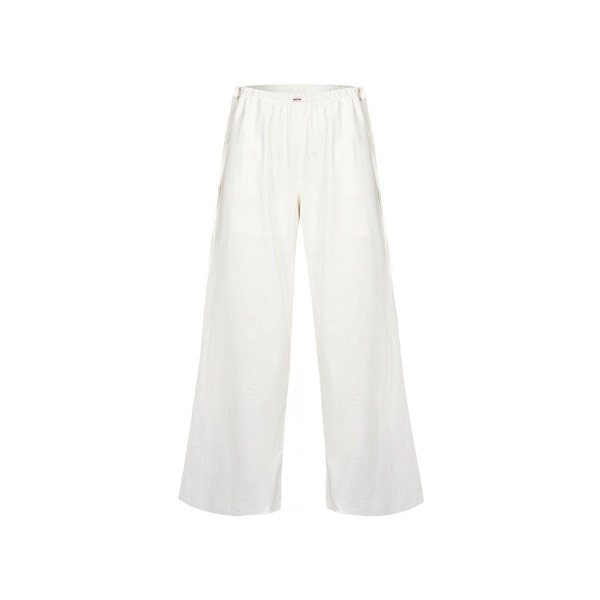 Kroche Drawstring Linen Wide-Leg Pants White