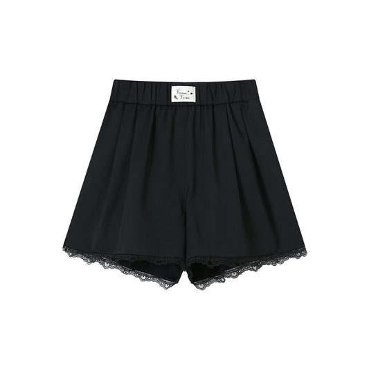 SomeSowe Lace Edge Casual Shorts Black