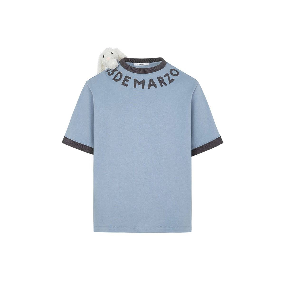 13De Marzo Round Neck Knit Logo T-Shirt Blue