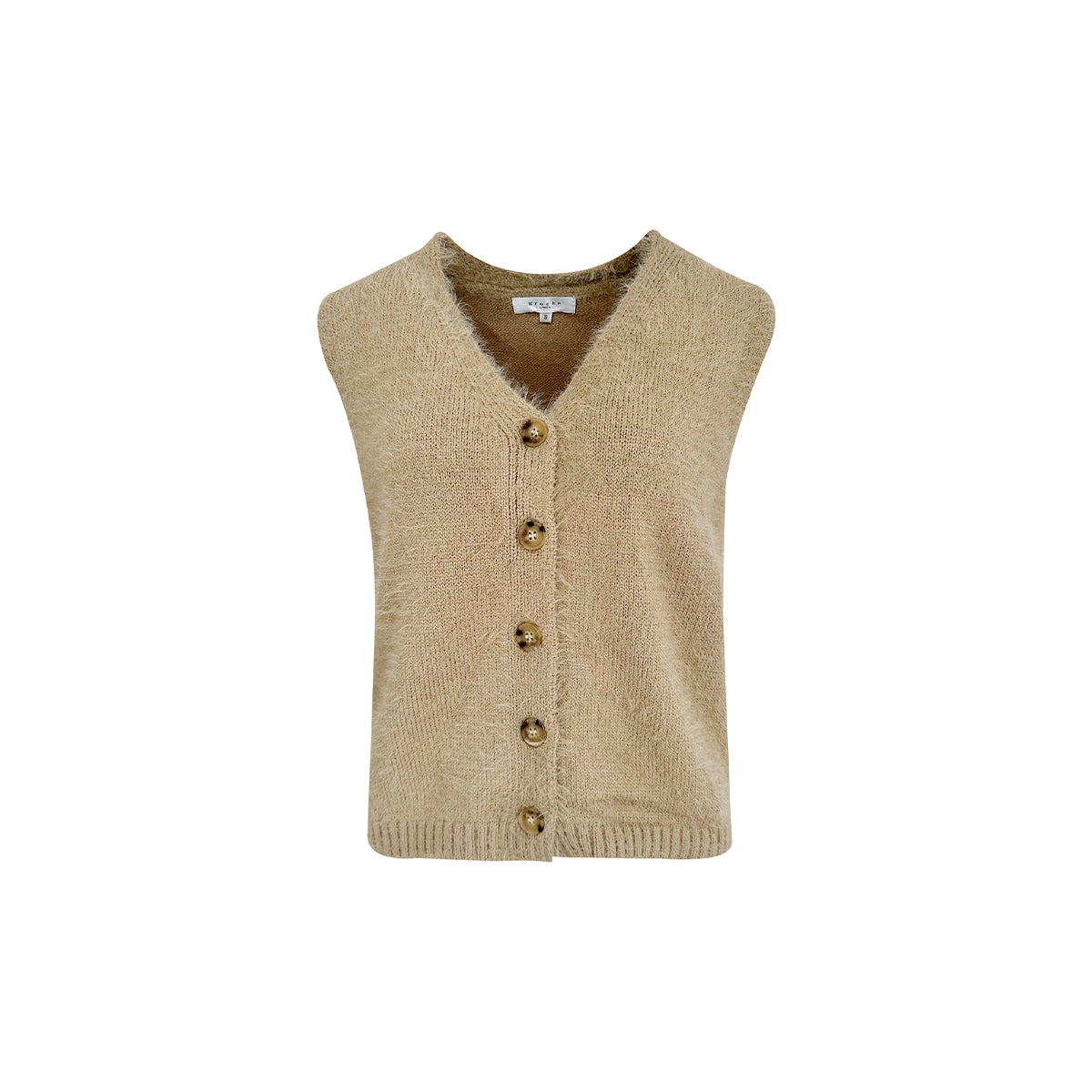 Kroche Faux Mink V-Neck Vest Brown