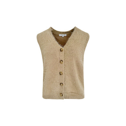 Kroche Faux Mink V-Neck Vest Brown