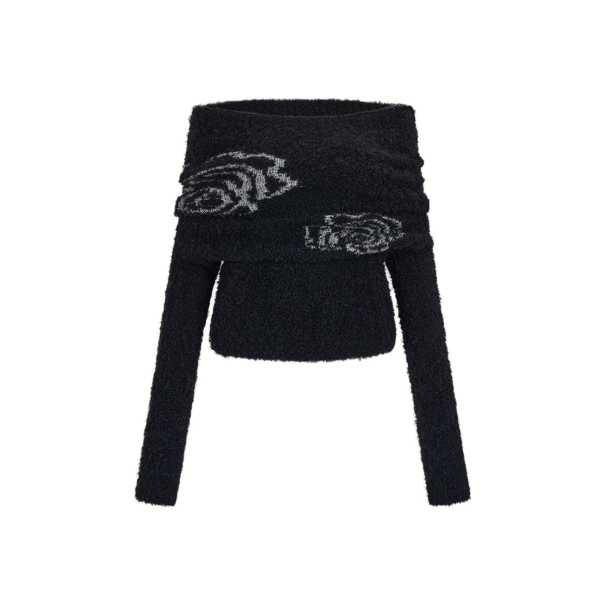 Via Pitti Silver Thread Rose Versatile Knit Sweater Black