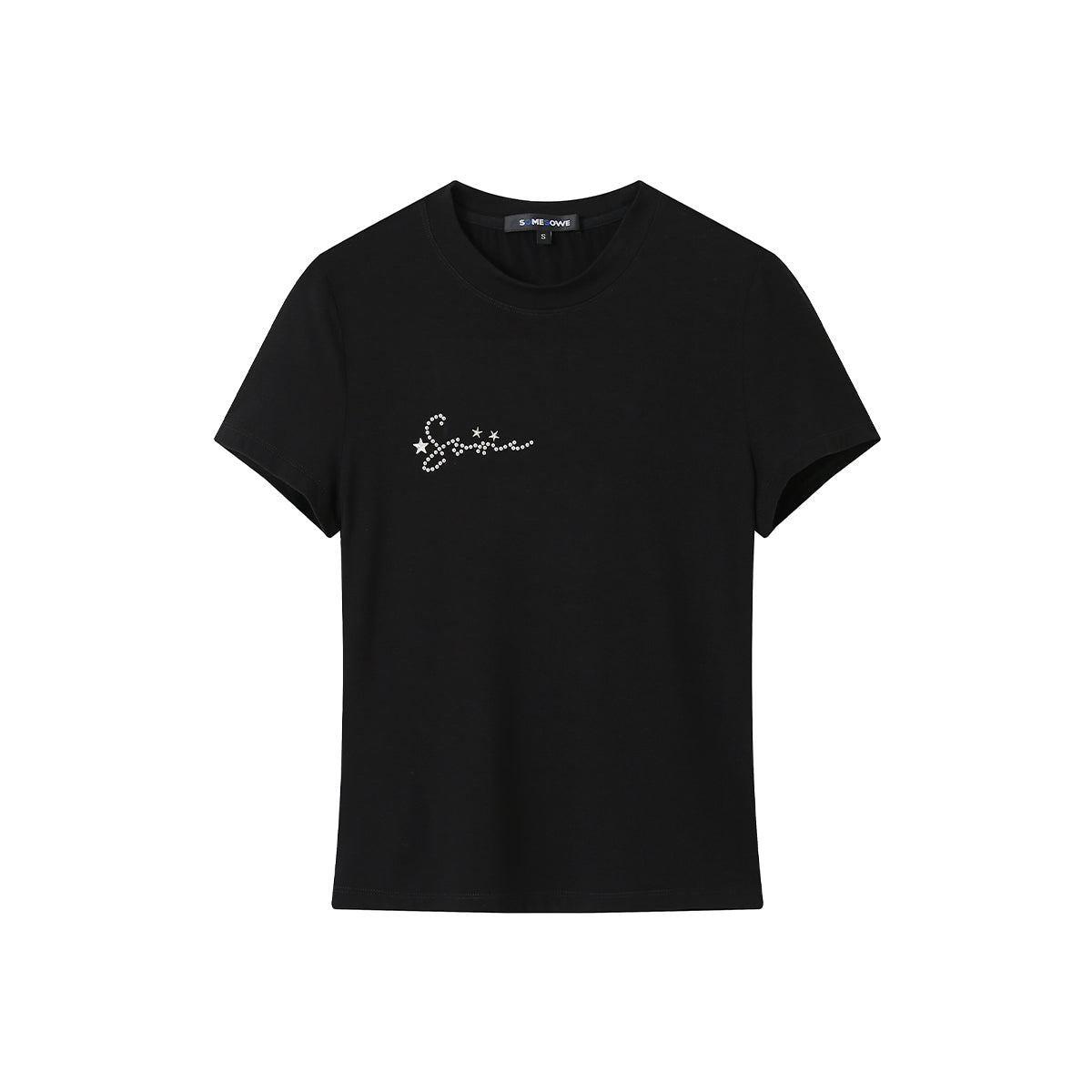 SomeSowe Stretch Slim-Fit Star Rivets T-Shirt Black