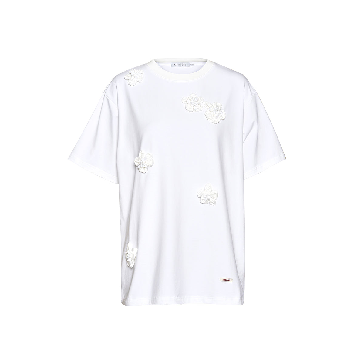 Kroche Mini Beaded Floral T-Shirt White