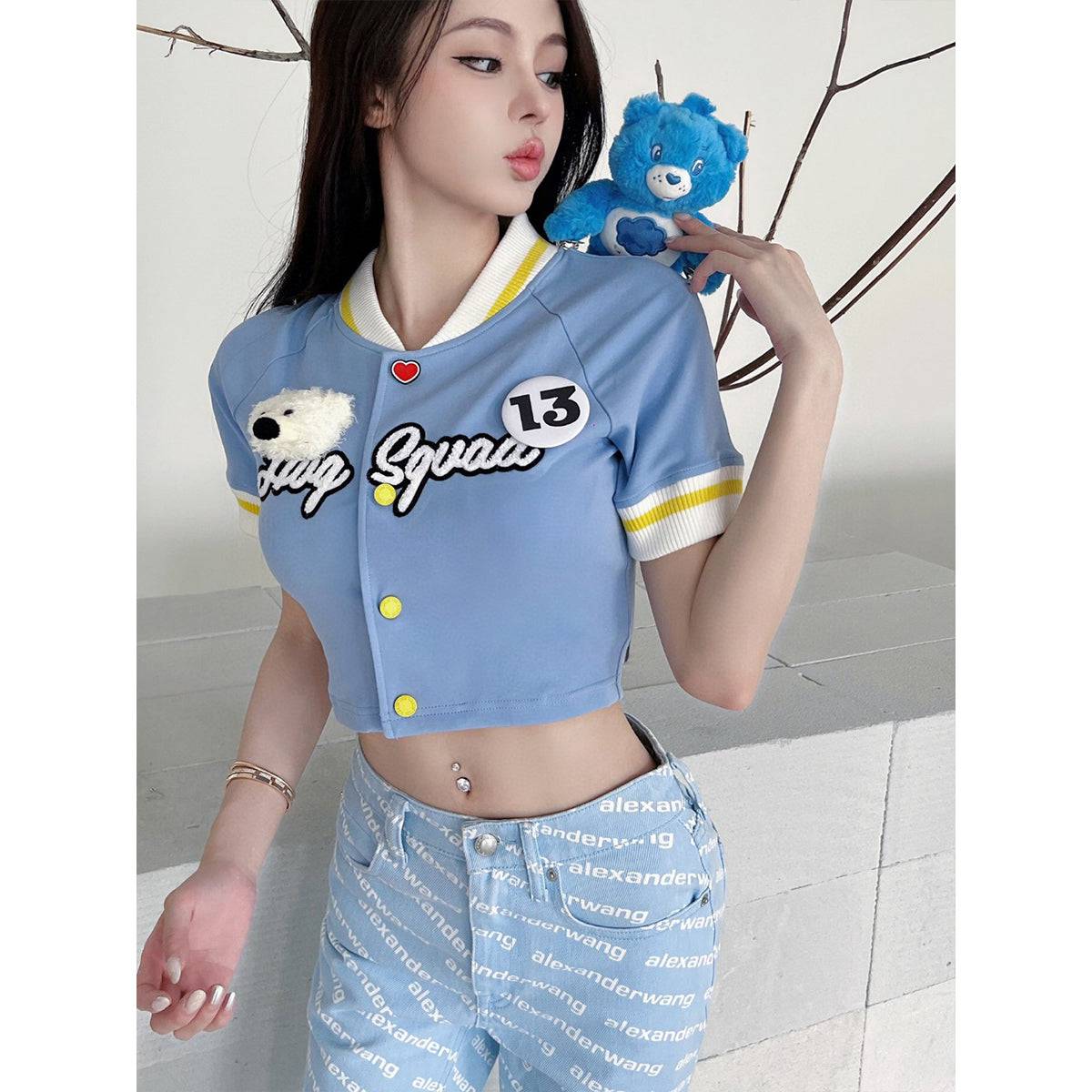 13De Marzo X Care Bears Hug Squad Baseball Top Blue