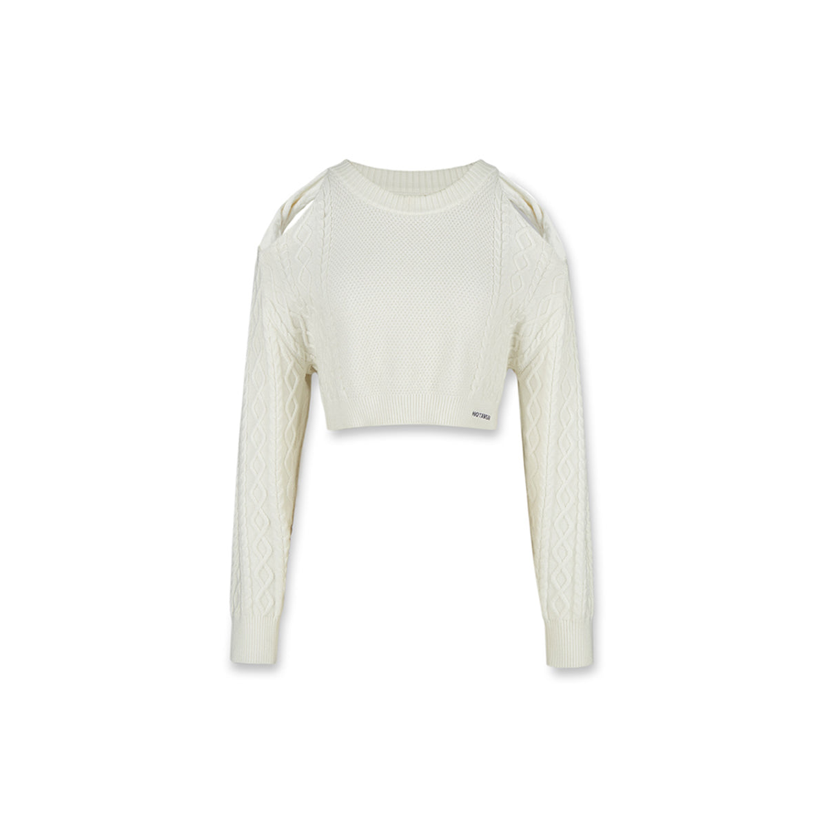 NotAwear Hollow Out Cutting Crop Knit Sweater White