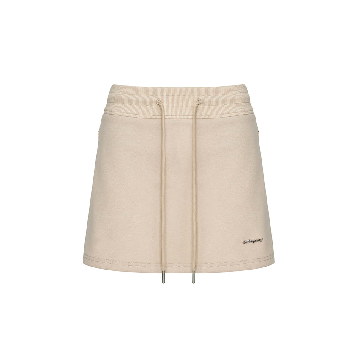 Liilou Drawstring Wrap Hip Casual Skirt Khaki