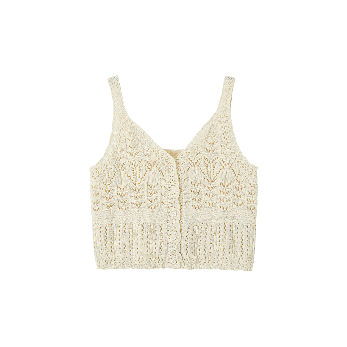 SomeSowe Hollow Out Crochet Knit Cardigan And Slip Vest Set