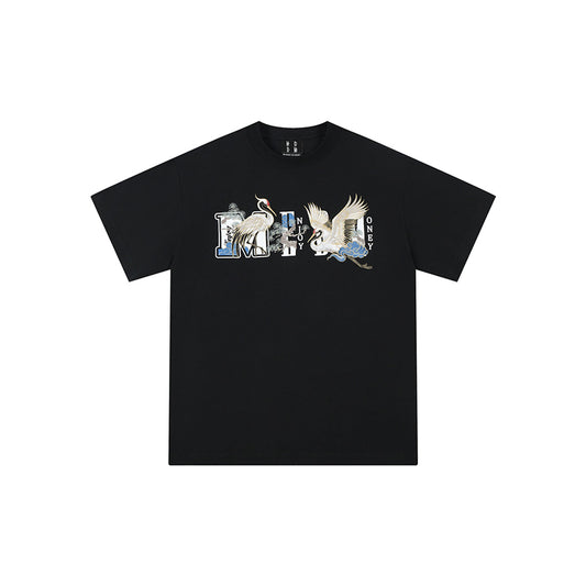 MEDM Crane Embroidery Logo T-Shirt Black