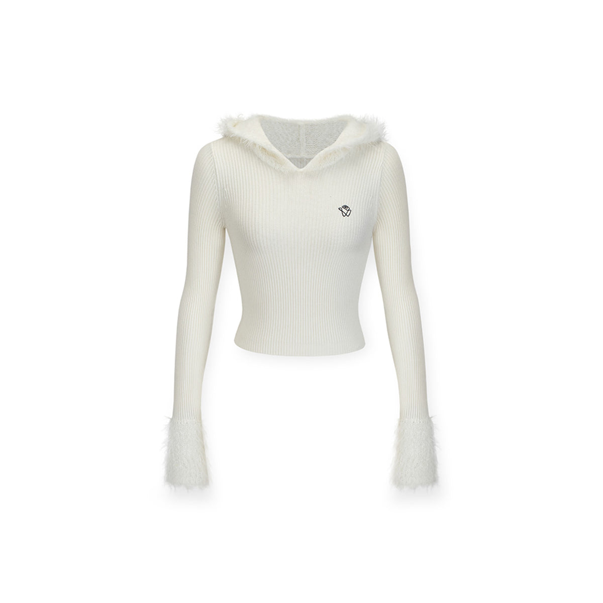 NotAwear Eco-Friendly Mink Hair Knit Hooded Top White