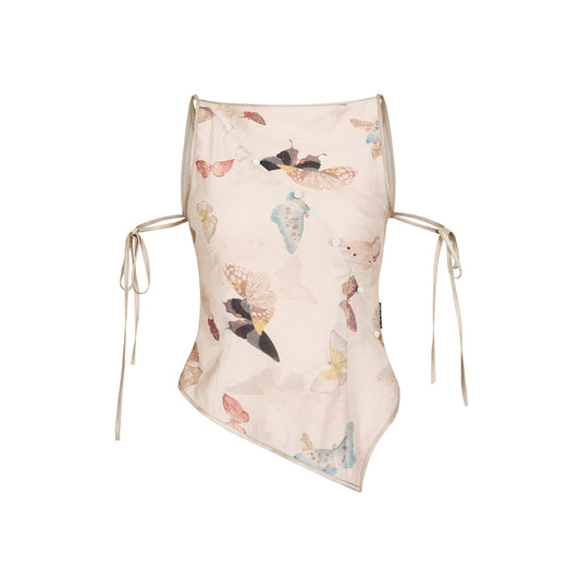 Via Pitti Butterfly Printed Tie Vest Top