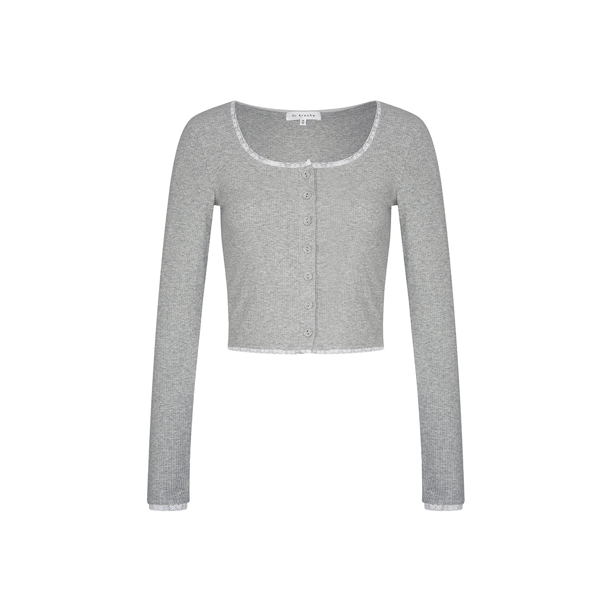 Kroche Lace Patchwork Knit Cardigan Grey