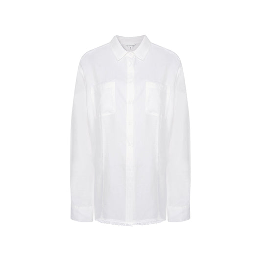 Kroche Lace Patchwork Oversize Shirt White