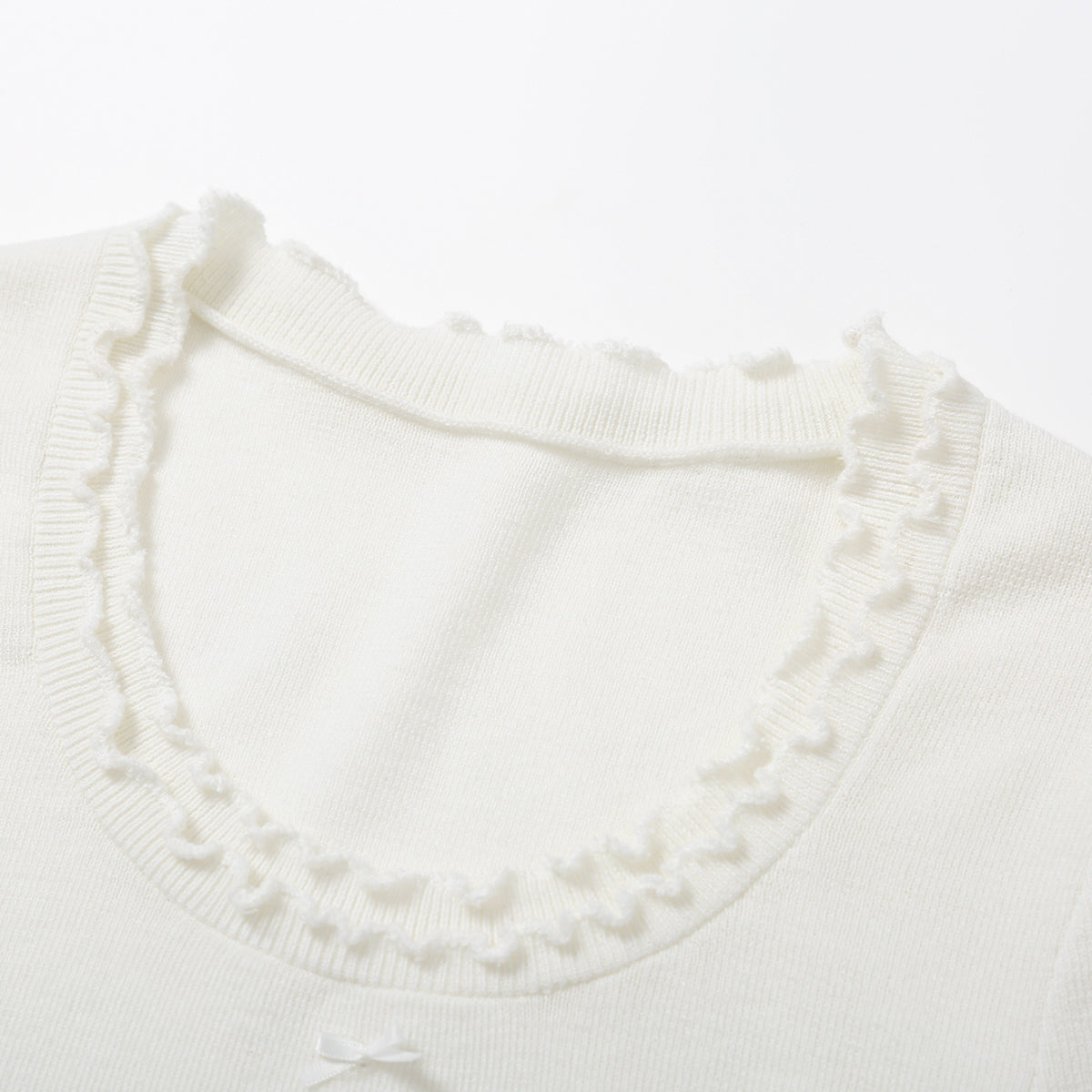 SomeSowe Double Lace Knit Slim Fit Top White