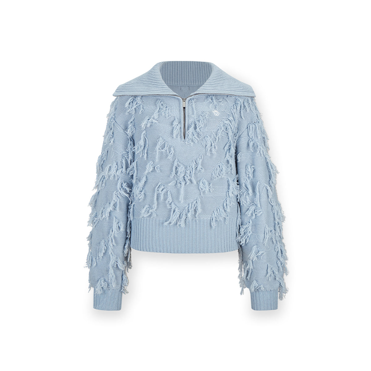 NotAwear Tassel Lapel Half-Zip Knit Sweater Blue