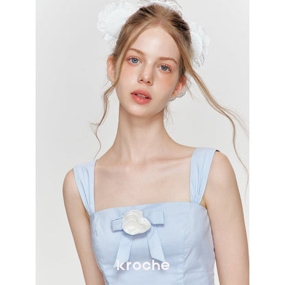 Kroche 3D Bow Rose Sling Vest Blue