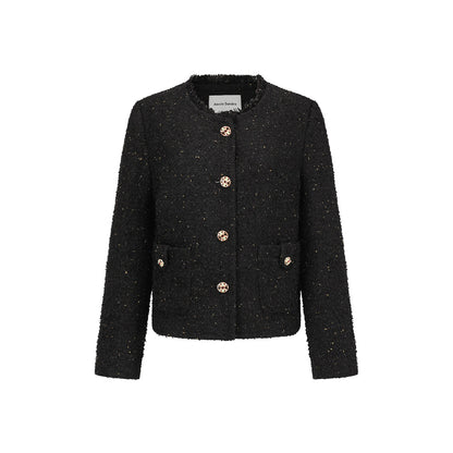 Alexia Sandra Round Neck Versatile Tweed Jacket Black