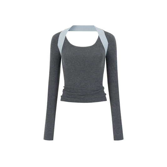 Via Pitti Reversible Two-Way Slim Knit Top Gray