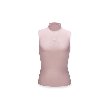 NotAwear Logo Embroidery Turtleneck Woolen Vest Pink