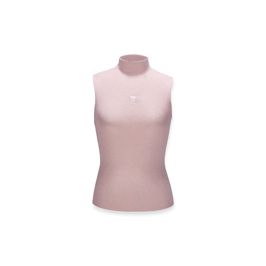 NotAwear Logo Embroidery Turtleneck Woolen Vest Pink