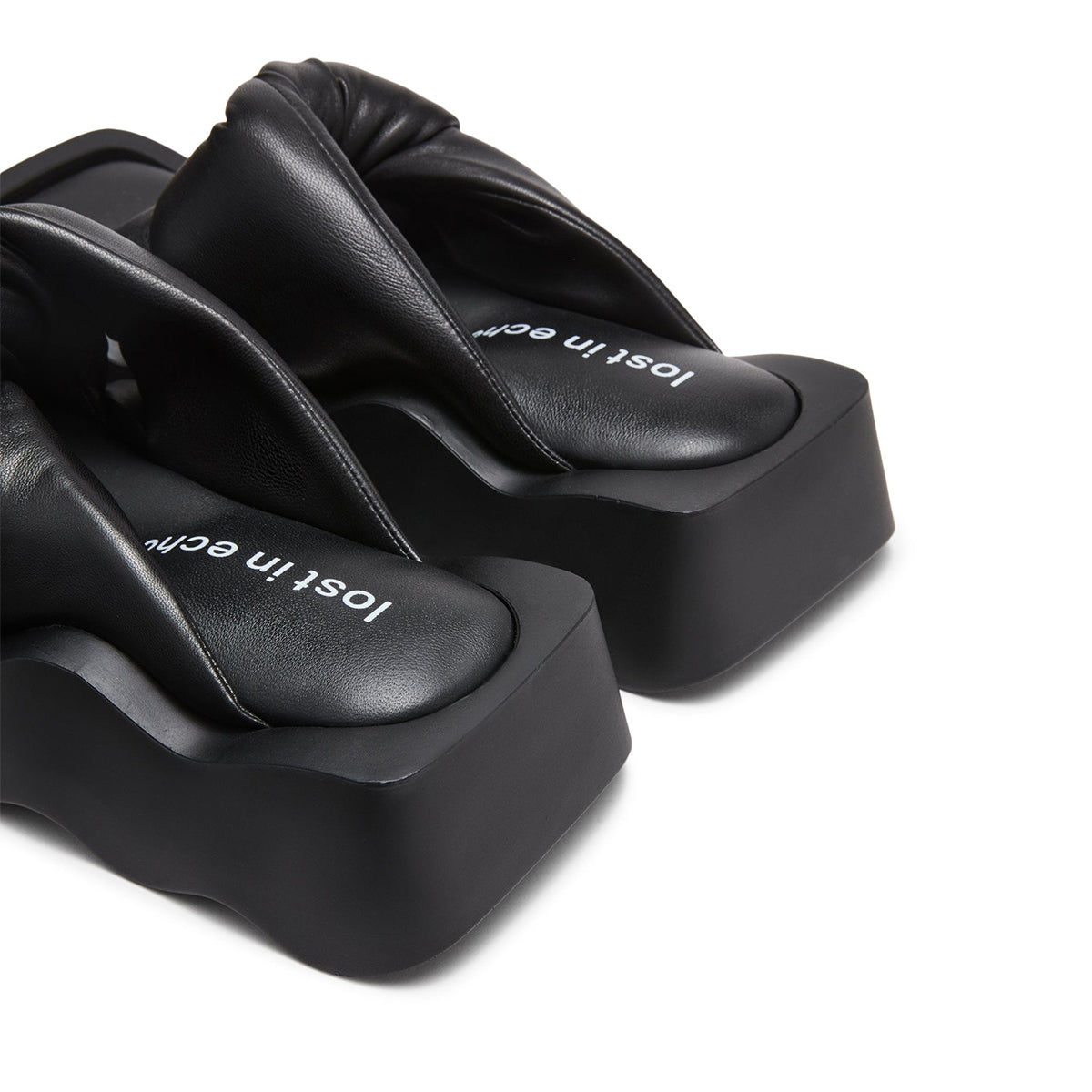 Lost In Echo Square Toe Wavy Bottom Kink Slippers Black