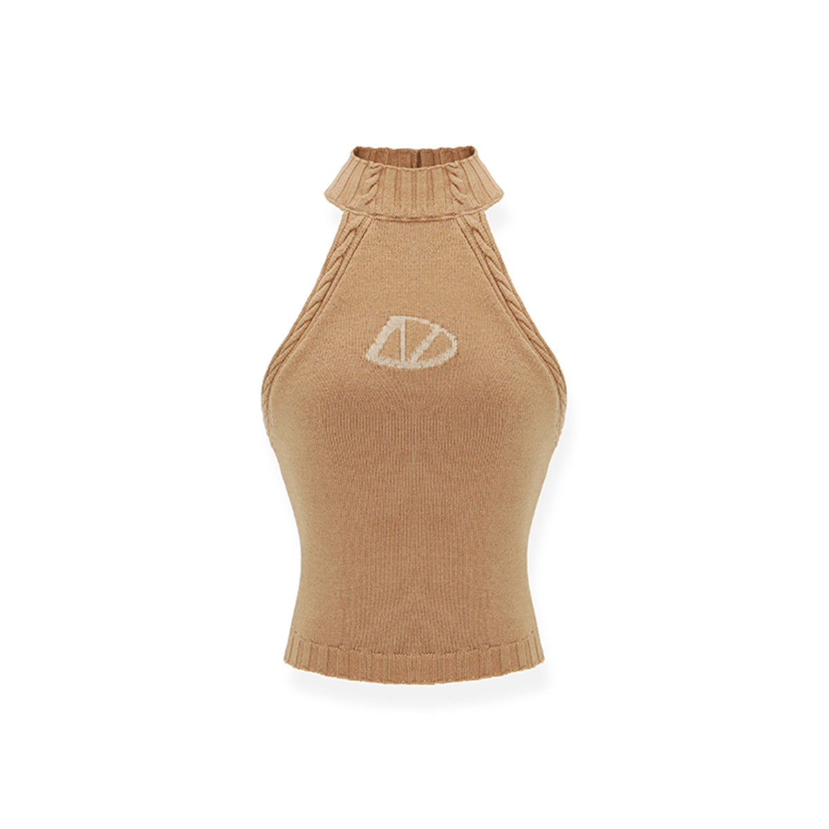 NAWS Jacquard Logo Sleeveless Halter Knit Vest Brown