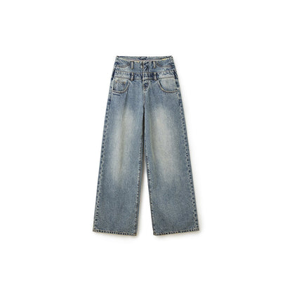 NotAwear Double Waist High Waist Straight-Leg Jeans