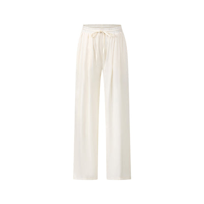 MacyMccoy Ice Silk Drawstring Wide-Leg Pants Off-White