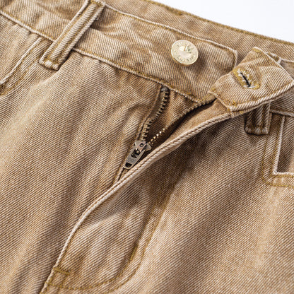 Three Quarters Cargo Pocket Denim Skirt Khaki