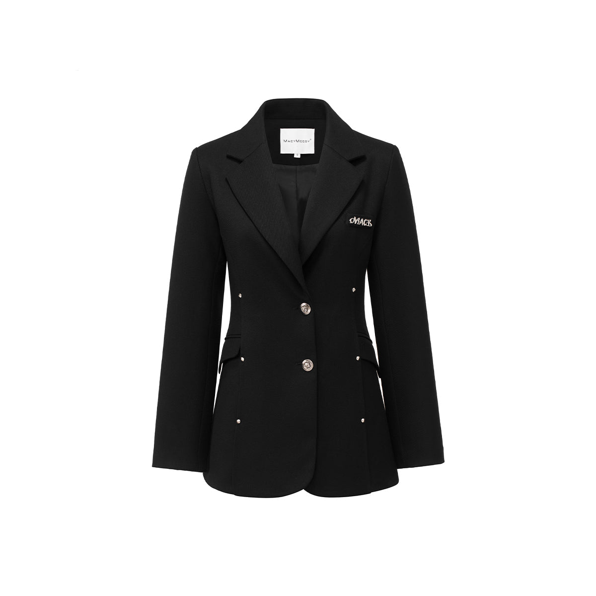 MacyMccoy Double Breasted Rivet Oversized Blazer Black