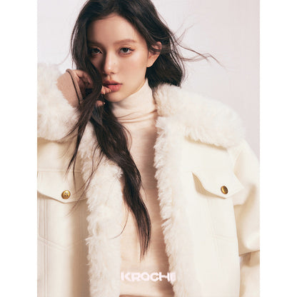 Kroche Leather-Fur Integrated Thicken Patchwork Jacket