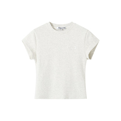 SomeSowe Embroidery Bow Cotton T-Shirt