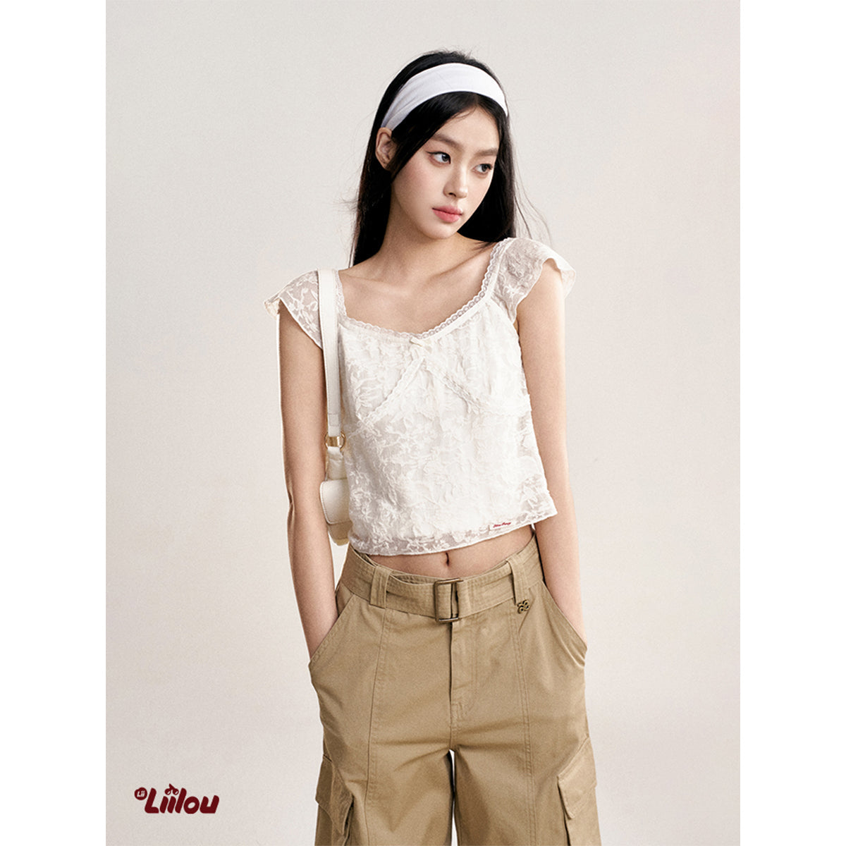 Liilou Lace Little Flying Sleeve Vest White