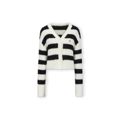 NotAwear Color Blocked Striped Knit Cardigan Black