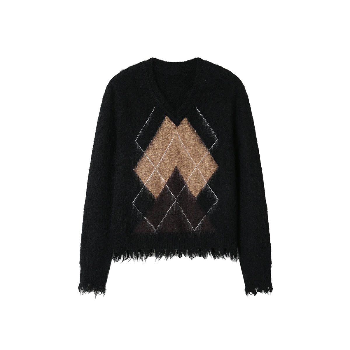 SomeSowe Color Blocked Destroy Tassel Knit Sweater