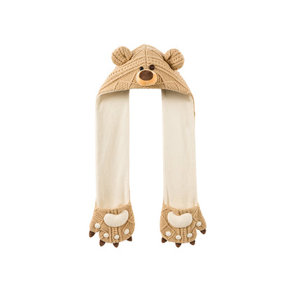 13De Marzo Plush Bear Knit Scarf Khaki