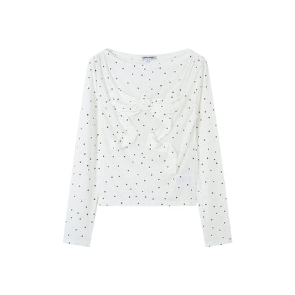 SomeSowe Bow Polka Dots Top White