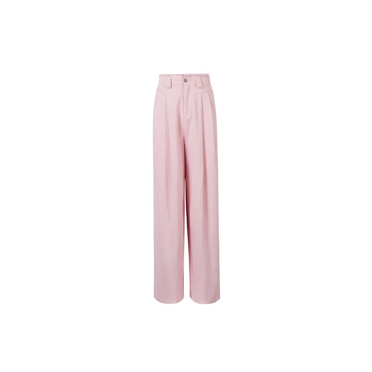 Three Quarters Rough Edge Straight-Leg Jeans Pink