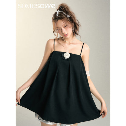 SomeSowe Plush Rose Slip Top Black