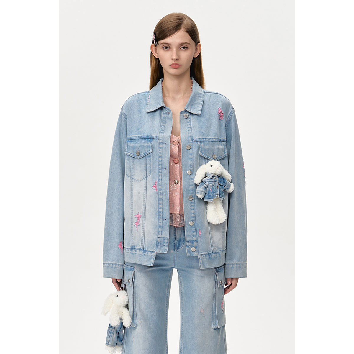 13De Marzo Plush Rabbit Denim Doozoo Jacket Blue