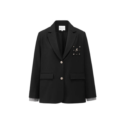 MacyMccoy Fake-2-Piece Oversize Suit Jacket Black