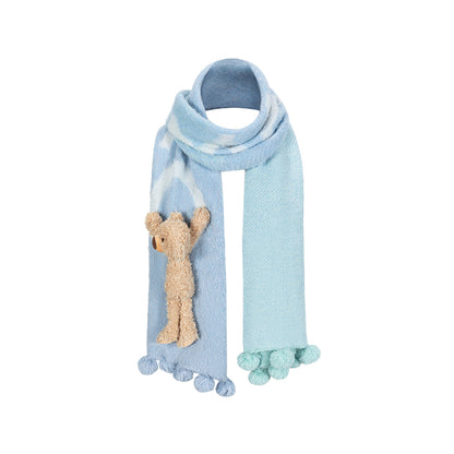 13De Marzo Plush Bear Gradient Knit Scarf Blue