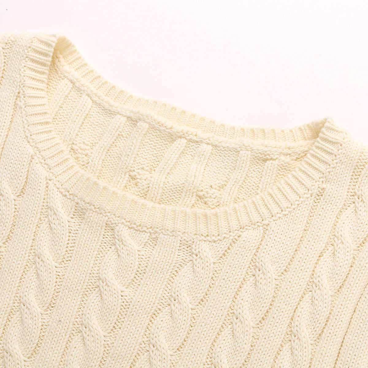 Wildshadow Heart Embroidery Twisted Knit Top Cream