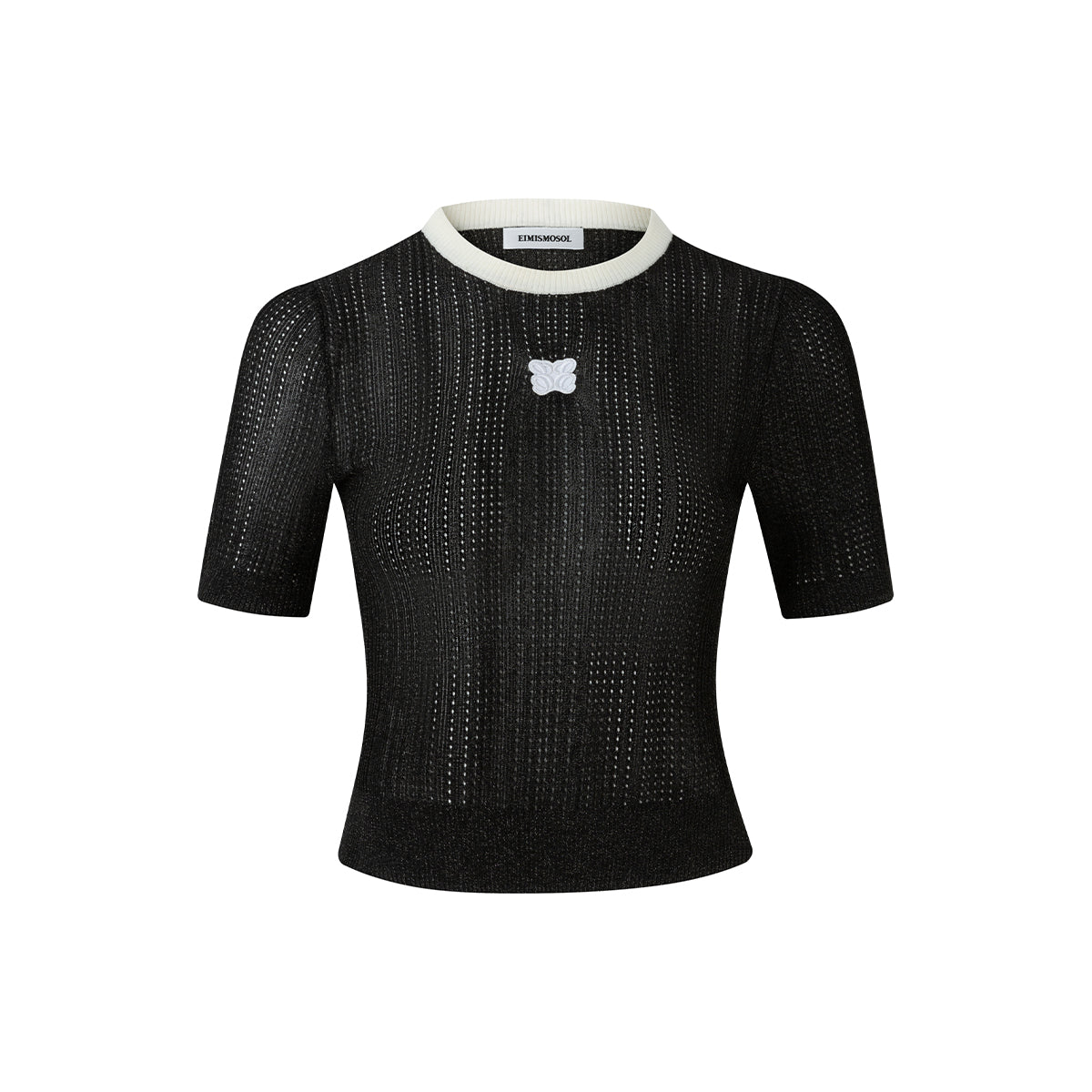 Eimismosol Lightweight Sparkly Silk Knit Top  Black