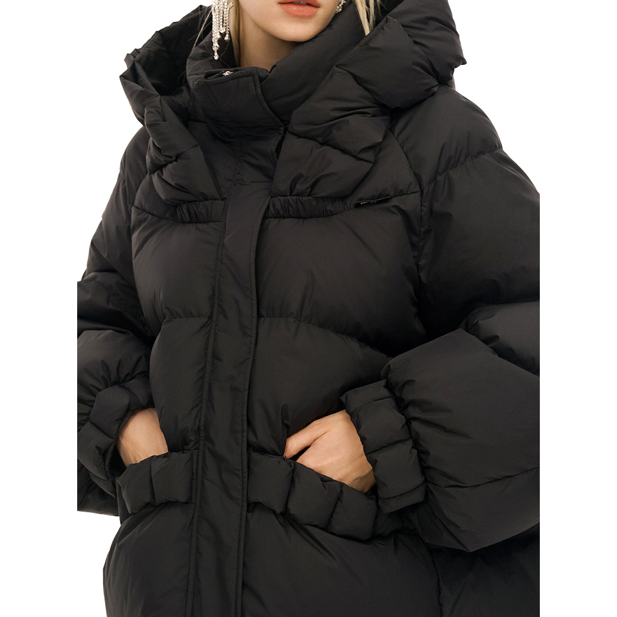 Cottia Trendy Hooded Down Jacket Black