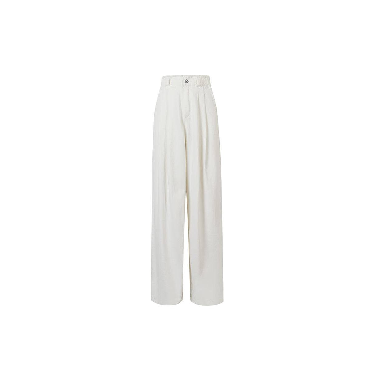 Three Quarters Rough Edge Straight-Leg Jeans White